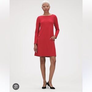 Gap Long Sleeve A-Line Dress with Zip-Pockets